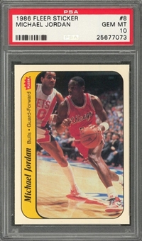 1986/87 Fleer Sticker #8 Michael Jordan Rookie Card – PSA GEM MT 10